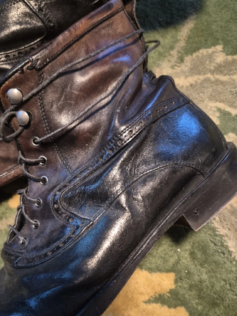 Men's Black Leather Lace-Up Cap-Toe Boots